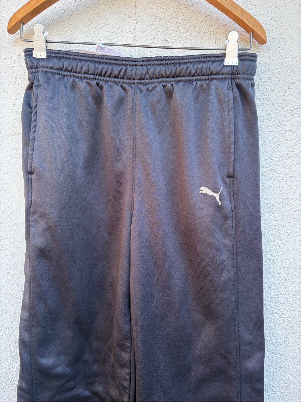 Puma Black Athletic Track Pants with Silver Logo  Kids Unisex Size XL - Picture 6 of 15